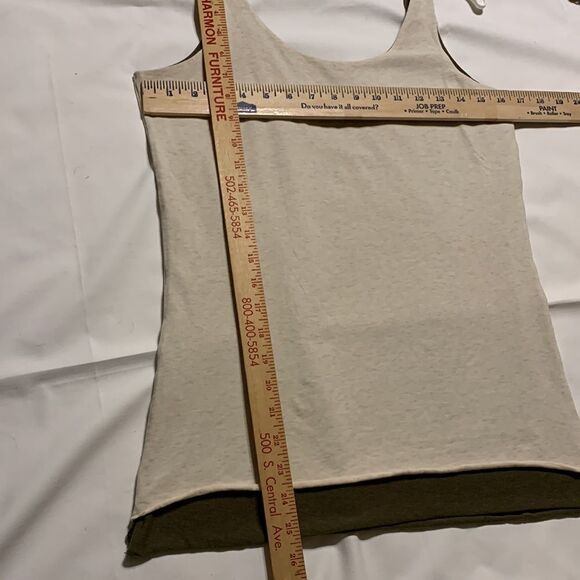 Matilda Jane medium layered tank top -cream over olive green - Picture 3 of 5